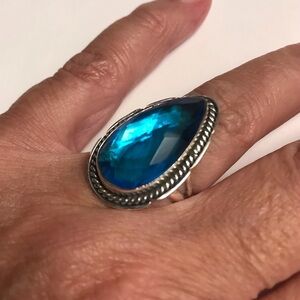 Blue Topaz Stamped 925 Sterling Silver Ring